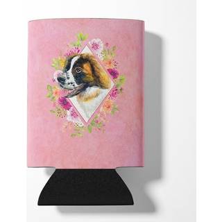 """" Caroline's Treasures CK4187CC Saint Bernard #2 Pink Flowers kan eller flaske Hugger Koldbeverage-Koozies 12 oz multicolor """"