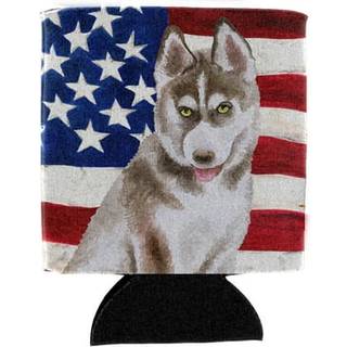 """" Caroline's Treasures Siberian Husky Gray Patriotic Decorative Can Hugger Multicolor """"