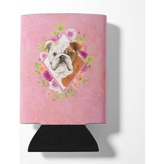 """" Caroline's Treasures CK4240CC English Bulldog Pink Flowers kan eller flaske Hugger Kold-bjælke-koozies 12 oz flerfarvet """"