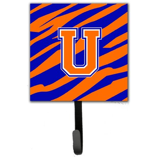 """" Caroline's Treasures CJ1023-SUSH4 BREV U Indledende monogram-Tiger Stripe-Blue Orange Leash Holder eller Key Hook Small Multicolor """"