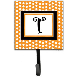 """" Caroline's Treasures CJ1033-TSH4 Letter T Initial Monogram-Orange Polka Dots Leash Holder eller Key Hook Small Multicolor """"