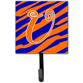 """" Caroline's Treasures CJ1036-SUSH4 BREV u Initial Tiger Stripe Blue and Orange Leash Holder eller Key Hook Small Multicolor """"