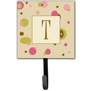 """" Caroline's Treasures CJ1004-TSH4 Letter T Initial Monogram-Tan Dots Leash Holder eller Key Hook Small Multicolor """"