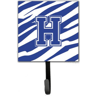 """" Caroline's Treasures CJ1034-HSH4 Letter H Initial Tiger Stripe Blue and White Leash Holder eller Key Hook Small Multicolor """"