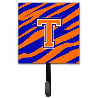 """" Caroline's Treasures CJ1023-TSH4 Letter T Initial Monogram-Tiger Stripe-Blue Orange Leash Holder eller Key Hook Small Multicolor """"