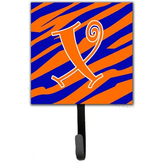 """" Caroline's Treasures CJ1036-XSH4 Brev X Initial Tiger Stripe Blue and Orange Leash Holder eller Key Hook Small Multicolor """"