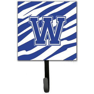 """" Caroline's Treasures CJ1034-WSH4-brev W Initial Tiger Stripe Blå og hvid snorhaver eller nøglehook lille flerfarvet """"