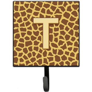 """" Caroline's Treasures Letter T Initial Monogram-Giraffe Leash Holder eller Key Hooks Small Multicolor """"