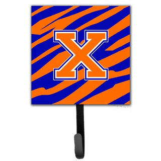 """" Caroline's Treasures CJ1023-XSH4 bogstav x indledende monogram-tiger stripe-blå orange snor indehaver eller nøgle krog lille flerfarvet """"