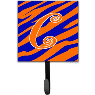 """" Caroline's Treasures CJ1036-CSH4 Letter C Initial Tiger Stripe Blue and Orange Leash Holder eller Key Hook Small Multicolor """"