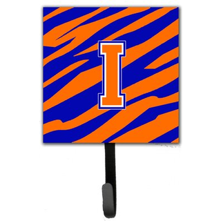 """" Caroline's Treasures CJ1023-ISH4-brev I indledende monogram-tiger stripe-blå orange snorholder eller nøgle hook lille multicolor """"