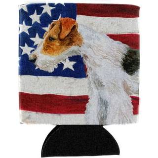 """" Caroline's Treasures Fox Terrier Patriotic Decorative Can Hugger Multicolor """"