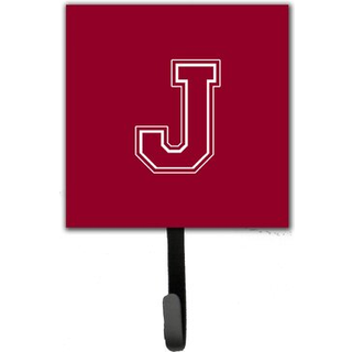 """" Caroline's Treasures CJ1032-JSH4-brev J Initial Monogram-Maroon og White Leash Holder eller Key Hook Small Multicolor """"