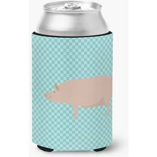 """" Carolines skatte engelsk stor hvid svin blå check dekorativ kan hugger flerfarvet """"