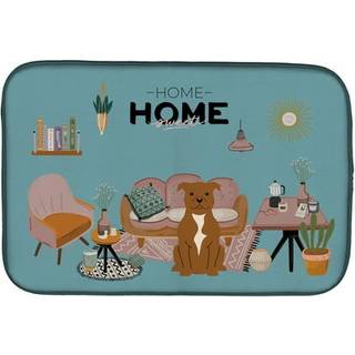 """" Caroline's Treasures Brown Staffordshire Bull Terrier Sweet Home Dish-Drying-Mats 14 X 21 Multicolor """"
