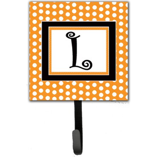 """" Caroline's Treasures CJ1033-LSH4-brev L Initial Monogram-Orange Polka Dots Leash Holder eller Key Hook Small Multicolor """"