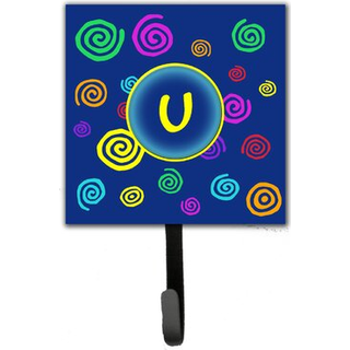 """" Caroline's Treasures CJ1011-SUSH4 BREV U Indledende monogramblå hvirvler snorhylder eller nøglekrog lille multicolor """"