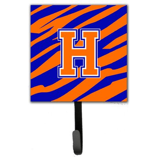 """" Caroline's Treasures CJ1023-HSH4 Letter H Initial Monogram-Tiger Stripe-Blue Orange Leash Holder eller Key Hook Small Multicolor """"