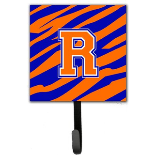 """" Caroline's Treasures CJ1023-RSH4 Letter R Initial Monogram-Tiger Stripe-Blue Orange Leash Holder eller Key Hook Small Multicolor """"