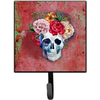 """" Caroline's Treasures Day of the Dead Red Flowers Skull Wall Hook Lille Multicolor """"