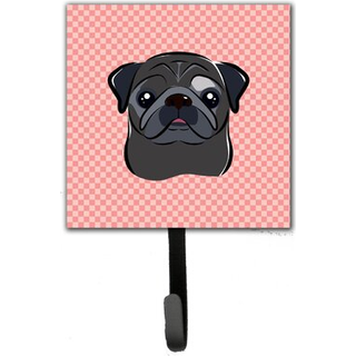 """" Caroline's Treasures BB1263SH4 Checkerboard Pink Black Pug Leash eller Key Holder Small Multicolor """"