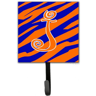 """" Caroline's Treasures CJ1036-JSH4-brev J Initial Tiger Stripe Blue and Orange Leash Holder eller Key Hook Small Multicolor """"