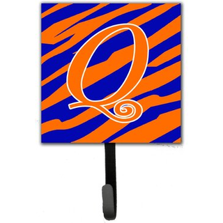 """" Caroline's Treasures CJ1036-QSH4 BREV q Initial Tiger Stripe Blue and Orange Leash Holder eller Key Hook Small Multicolor """"