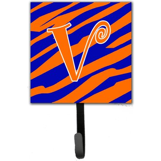 """" Caroline's Treasures CJ1036-VSH4 Letter v Initial Tiger Stripe Blue and Orange Leash Holder eller Key Hook Small Multicolor """"
