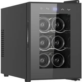 Vinkøleskab fritstående sort, Cavin Tundra Collection 6, en temperaturzone, 6 flasker, lydløst vinkøleskab, billigt vinkøleskab, B: 26,5 x H: 41 x D: 51,5 cm