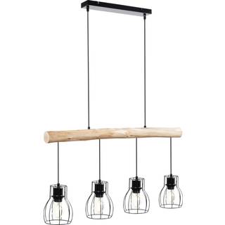 Loftlampe Woody, med træbjælke, 40 W - sort/brun