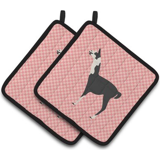 """"Carolines Treasures Llama Q' Ara Pink Check-dekoreret grydeholder 7,5"""""""" x 7,5""""""""""""""