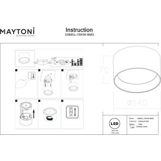 Maytoni LED loftslampe Vega, Sort, Stue/spisestue, Aluminium