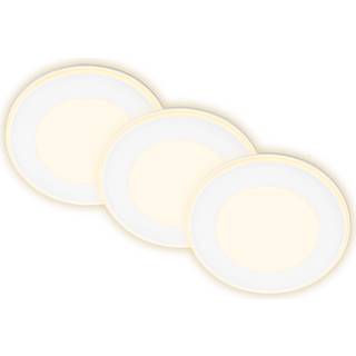 Briloner Indbygningslampe Gima, hvid, 3.000 K, sæt med 3 stk dæmpbar, Hvid/opal, Stue/spisestue, Plast, Moderne