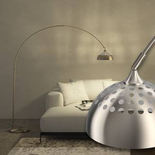 Gulvlampe Arcus, stål, retro-stil, 60W - Mat nikkel