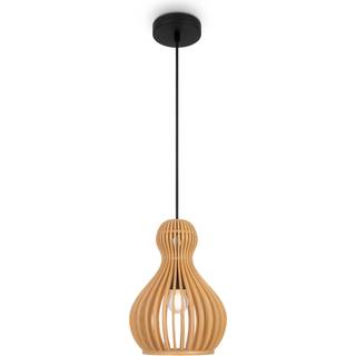 Maytoni Roots hængelampe, Ø 20 cm, højde 27 cm, træ/sort