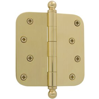 Grandeur Hardware 809015 4 """" Ball Tip Residential H?ngsel med 5/8 """" Radius Corners 4 """" X 4 """" Unacquered messing