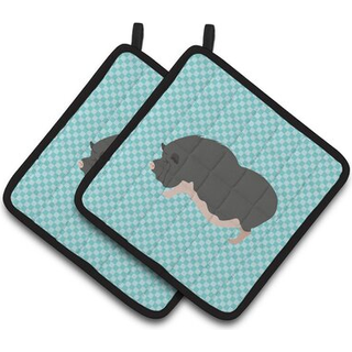 """"Carolines Treasures Vietnamese Bellied Pig Blue Check Dekoreret Grydeholder 7,5"""""""" x 7,5""""""""""""""