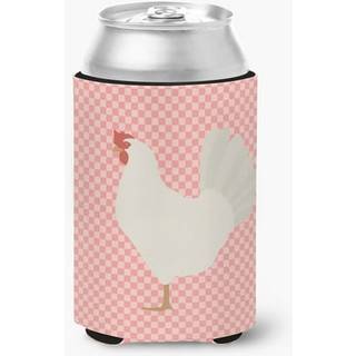 """" Caroline's Treasures Leghorn Chicken Pink Check Decorative Can Hugger Multicolor """"