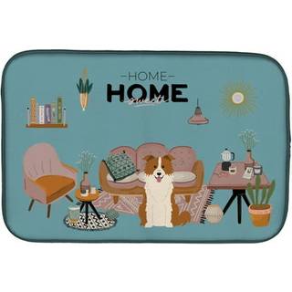 """" Caroline's Treasures CK7964DDM Red White Border Collie Sweet Home Dish-Drying-Mats 14 X 21 Multicolor """"