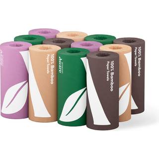 Amazon Aware 100% bambus papirhåndklæder 12 ruller 2 lag FSC certificerede 150 ark 1800 tællingspakke med 12 plastfri hvid