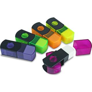 Blyantgrebet Eisen Pencil Slibener og Eraser Combo 2-in-One Slibener Eraser Combo Assorterede farver 10 Count (ESN-48010)