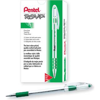 Pentel R.S.V.P. Ballpoint Pen 0,7 mm fin spids grøn blækboks med 12 (BK90-D)