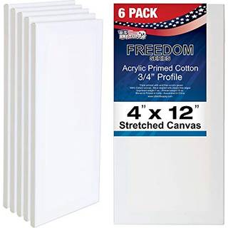 U.S. Art Supply 4 x 12 tommer Str?kket l?rred 12-ounce Primed 6-Pack-Professionel hvid tom