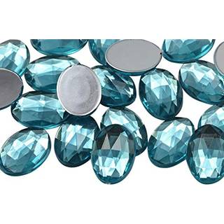 Allstarco 14x10mm blå aqua lite .QR120 flad ryg Oval akryl rhinestones Tiny Face Gems Body Jewels Kort Making Embelishments - 45 stykker
