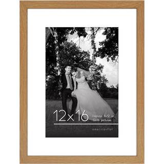 AmericanFlat 12x16 Billedramme med knust -resistent glas - Brug som 8x12 -ramme med Mat eller 12x16 ramme uden Mat - Signaturopsamling - Fotoramm