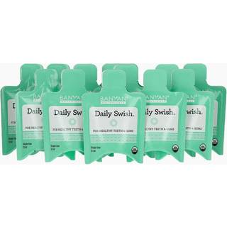 Banyan Botanicals Organic Daily Swish Mint rejsepakker - 12 ct - Ayurvedic Oil Pulling Mouthwash Oil for Oral Health - Kokosolieblanding til tnd