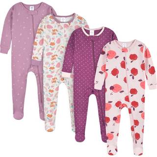Gerber Baby Girl's 4-Pack Footed Pyjamas Apple og Woodland Floral 5T