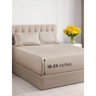 Ekstra Deep Pocket Cal King Sheets - 4 Stykke Åndbar og kølebeddeplader - Hotel Luksusbed Sæt - Blød rynkefri og komfortable - Nemt passer til ek