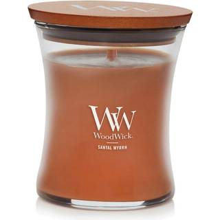 Woodwick Medium Hourglass Candle Santal Myrrh - Premium Soy Blend Wax Pluswick Innovation Wood Wick lavet i USA