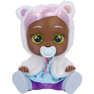 Cry Babies Dressy Pearly - 12 """" Baby Doll | Bl? kjole hvid fluffy jakke med dyr ?rer til piger og b?rn 18m og op